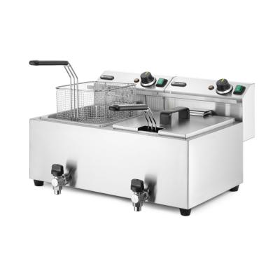 Ruční fritéza s vypouštěcím kohoutem, 2 × 8 l, HENDI, Profi Line, 16L, 230V/7000W, 610x515x(H)369mm | 209301